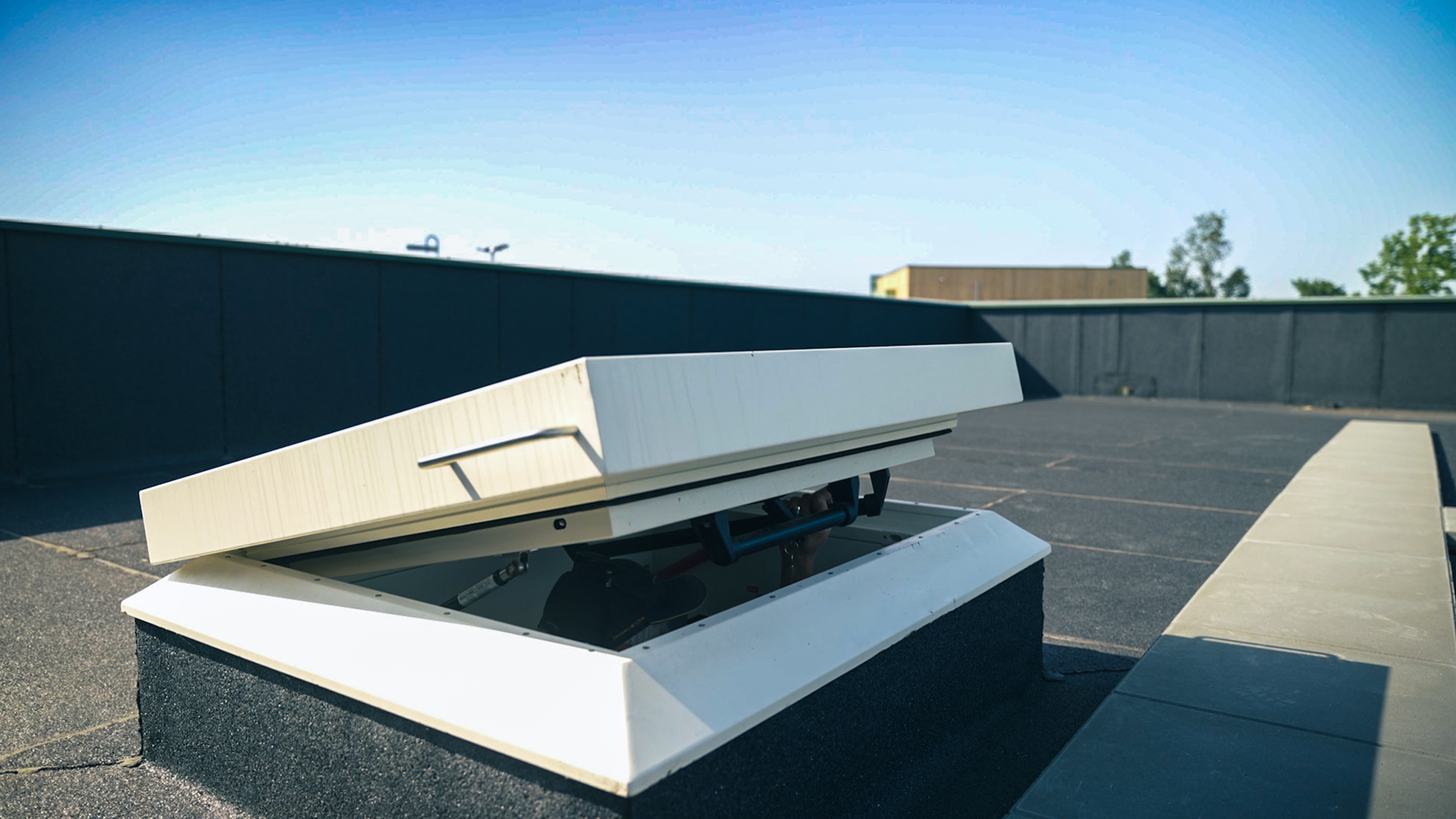 TopAccess roof access hatch with extension ladder at Food Villag