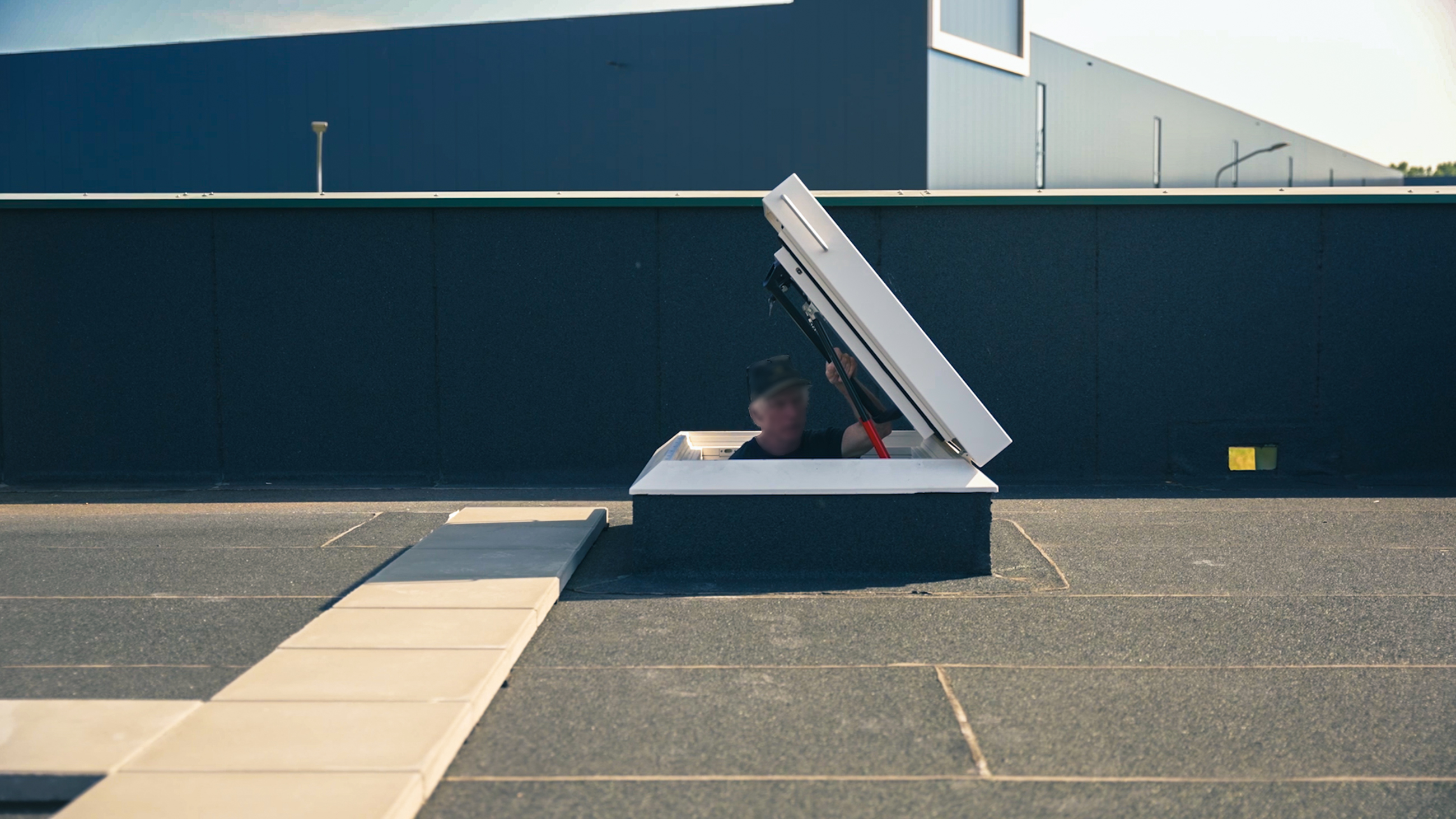 TopAccess roof access hatch with extension ladder at Food Villag